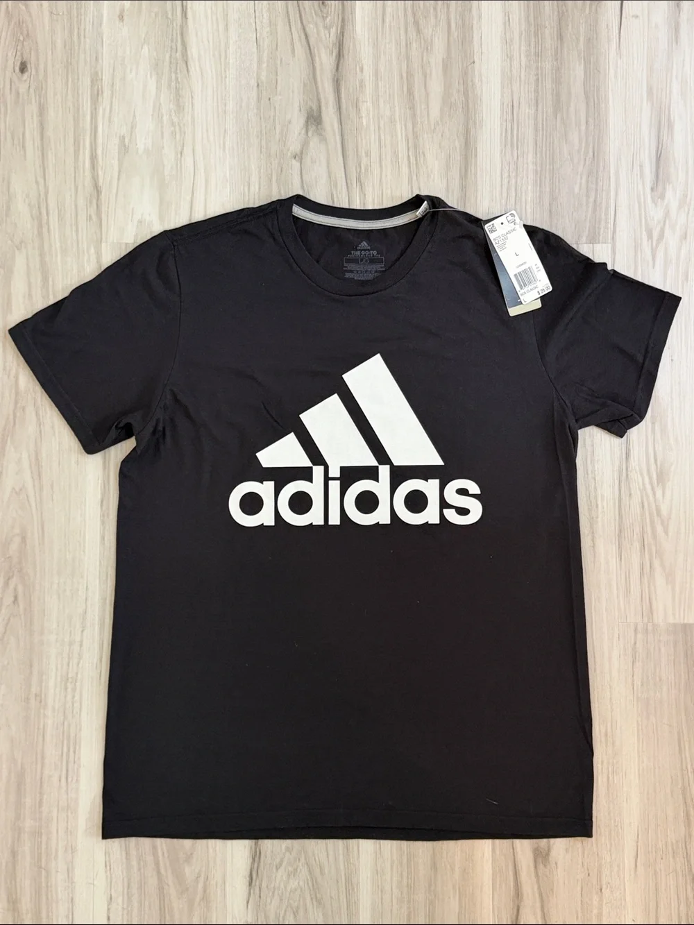 NWT ADIDAS Black T-Shirt with White Logo mens sz LRG